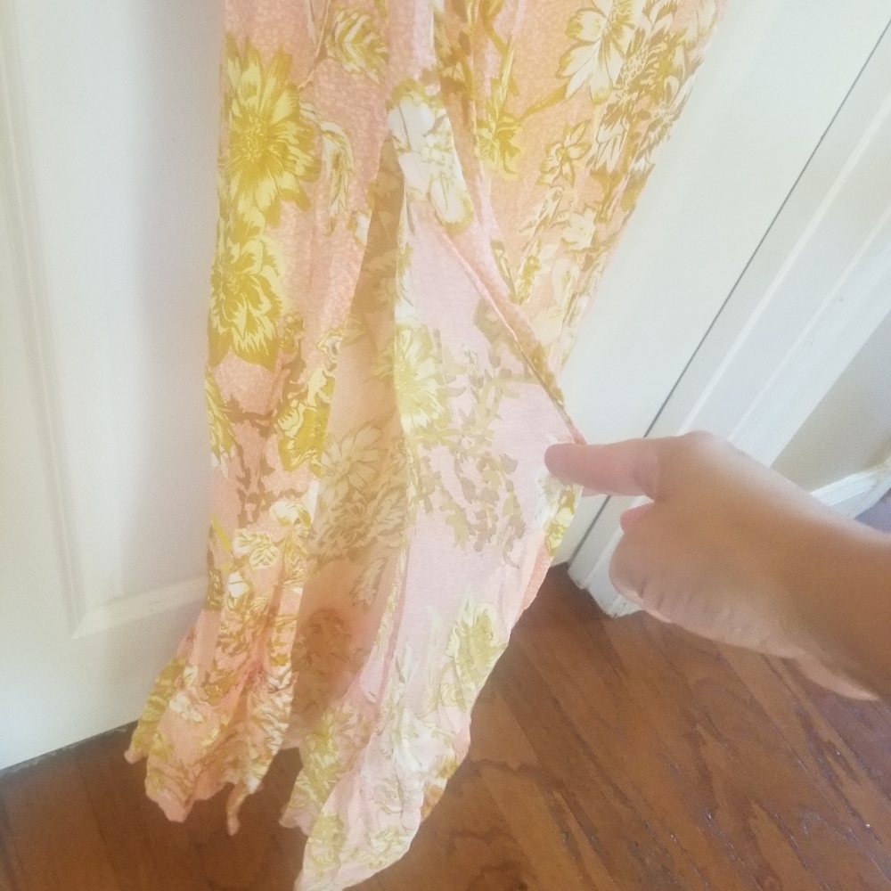 NWT Free people Remind Me Maxi Slip Dress in Coral Combo size L - Picture 8 of 8